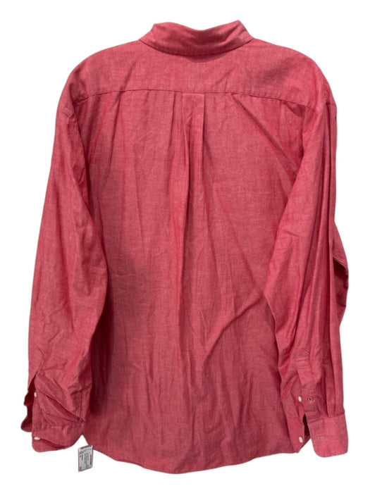 Sid Mashburn Size XL Red Cotton Blend Solid Button Up Men's Long Sleeve Shirt Red / XL