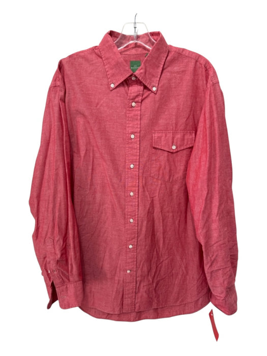 Sid Mashburn Size XL Red Cotton Blend Solid Button Up Men's Long Sleeve Shirt Red / XL