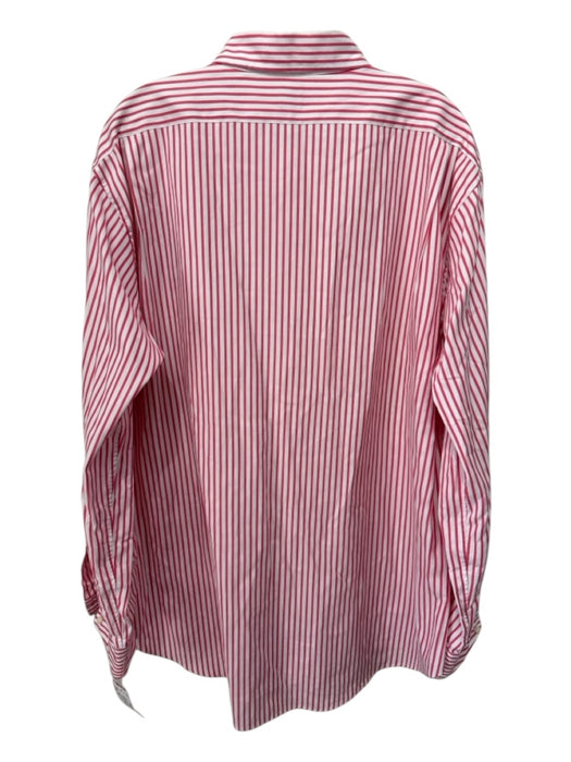 Sid Mashburn Size XL Red & White Cotton Striped Button up Long Sleeve Shirt Red & White / XL