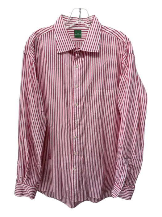 Sid Mashburn Size XL Red & White Cotton Striped Button up Long Sleeve Shirt Red & White / XL