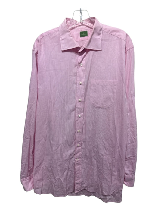 Sid Mashburn Size XL Pink & White Cotton Grid Button Up Men's Long Sleeve Shirt Pink & White / XL