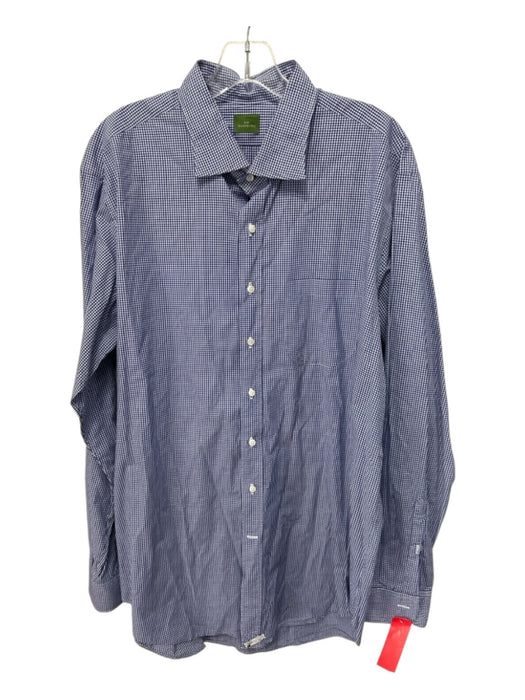 Sid Mashburn Size XL Blue & White Cotton Gingham Button Up Long Sleeve Shirt Blue & White / XL