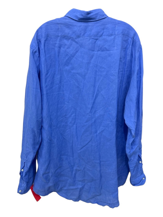 Sid Mashburn Size XL Blue Linen Blend Solid Front Pocket Men's Long Sleeve Shirt Blue / XL