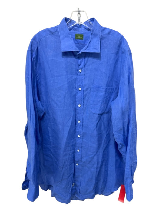 Sid Mashburn Size XL Blue Linen Blend Solid Front Pocket Men's Long Sleeve Shirt Blue / XL
