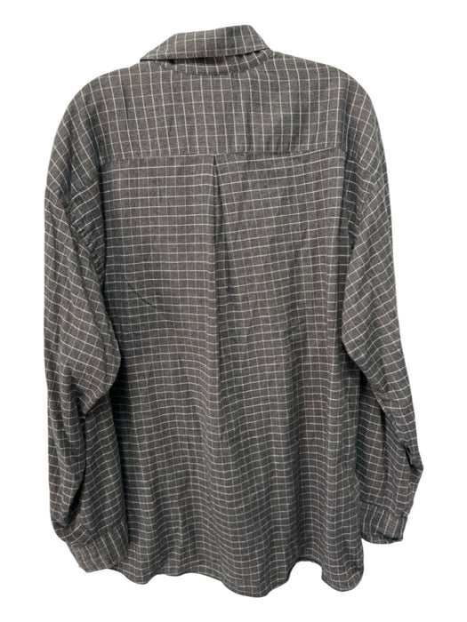 H Stockton Size XL Gray & White Cotton Grid Button up Men's Long Sleeve Shirt Gray & White / XL