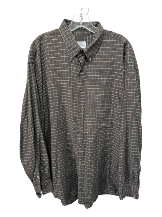 H Stockton Size XL Gray & White Cotton Grid Button up Men's Long Sleeve Shirt Gray & White / XL