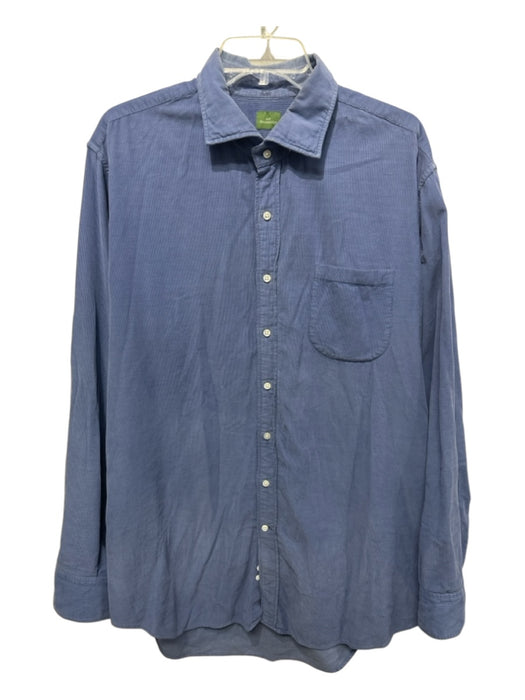 Sid Mashburn Size XL Blue Cotton Cordouroy Front Pocket Men's Long Sleeve Shirt Blue / XL