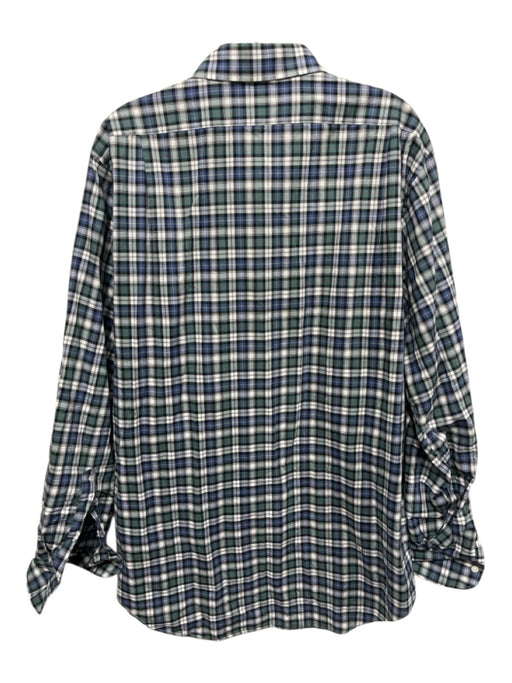 Sid Mashburn Size XL Blue & Green Cotton Plaid Button Up Men's Sweater Blue & Green / XL
