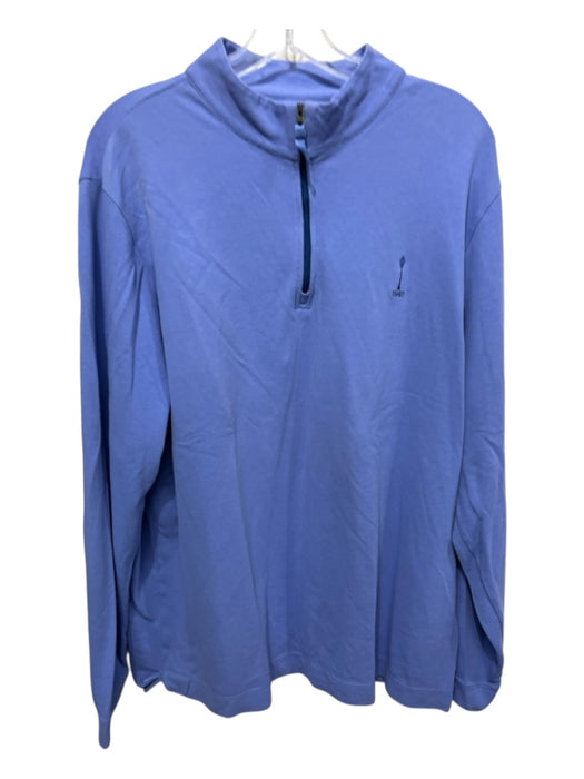 Peter Millar Size XL Light blue Cotton Blend Solid Quarter Zip Long Sleeve Shirt Light blue / XL