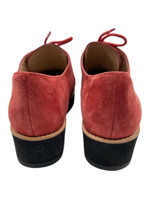 Eileen Fisher Shoe Size 7.5 Red & Black Suede Platform Rubber Sole Laces Loafers Red & Black / 7.5