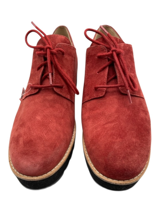 Eileen Fisher Shoe Size 7.5 Red & Black Suede Platform Rubber Sole Laces Loafers Red & Black / 7.5