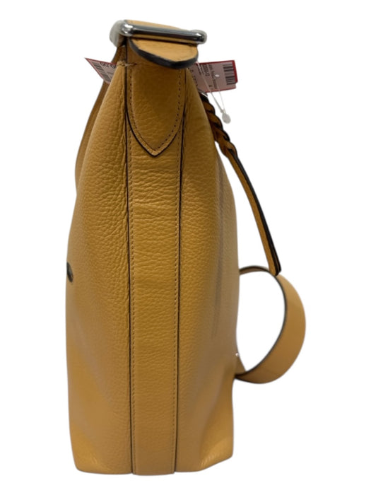 Coach Mustard Yellow Pebbled Leather Silver Hardware Zip Top Crossbody Bag Mustard Yellow / M