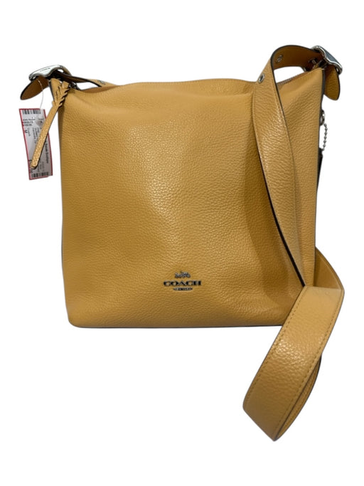 Coach Mustard Yellow Pebbled Leather Silver Hardware Zip Top Crossbody Bag Mustard Yellow / M