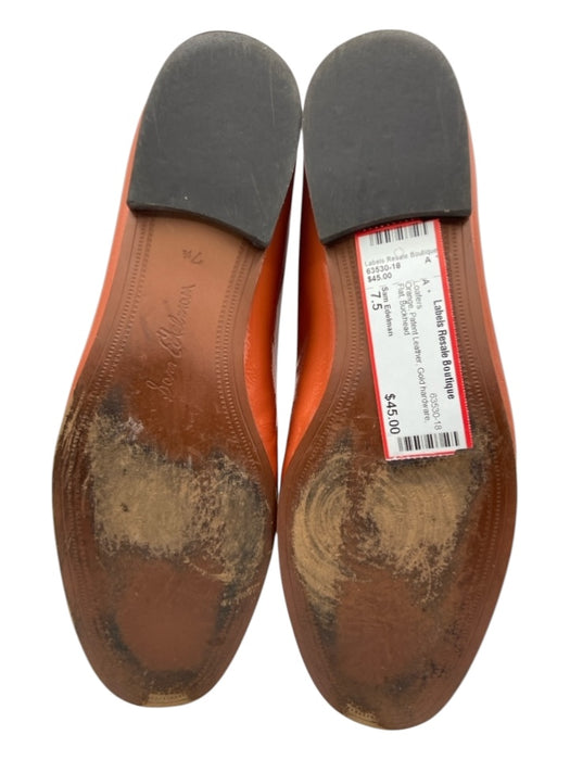 Sam Edelman Shoe Size 7.5 Orange Patent Leather Gold hardware Flat Loafers Orange / 7.5