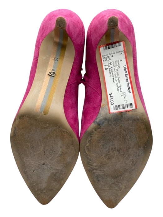 Sam Edelman Shoe Size 7.5 Hot pink Suede Pointed Toe Kitten Heel Booties Hot pink / 7.5