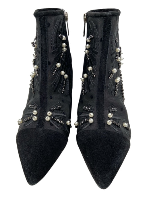 Sam Edelman Shoe Size 7.5 Black & White Mesh Pointed Toe Kitten Heel Booties Black & White / 7.5