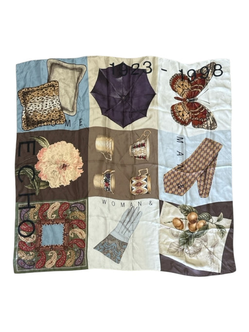 Echo Brown, Green, Multi Silk All Over Print scarf Brown, Green, Multi / One Size