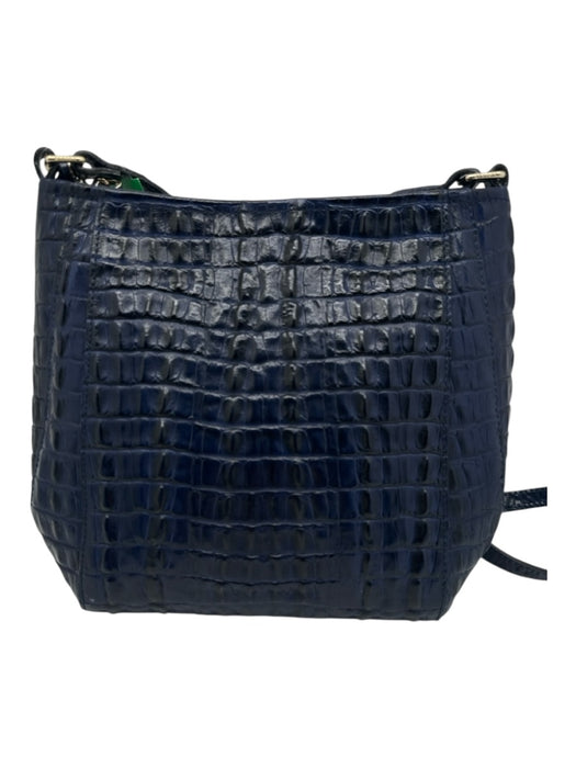 Brahmin Blue & Black Leather Snakeskin Zip Close Inner Pocket Bag Blue & Black / S