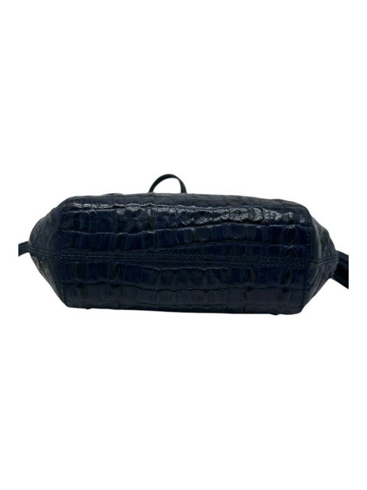 Brahmin Blue & Black Leather Snakeskin Zip Close Inner Pocket Bag Blue & Black / S