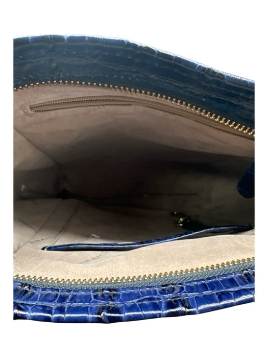 Brahmin Blue & Black Leather Snakeskin Zip Close Inner Pocket Bag Blue & Black / S