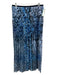 Elie Tahari Size 10 Blue & Black Polyester Elastic Waistband Floral Print Skirt Blue & Black / 10