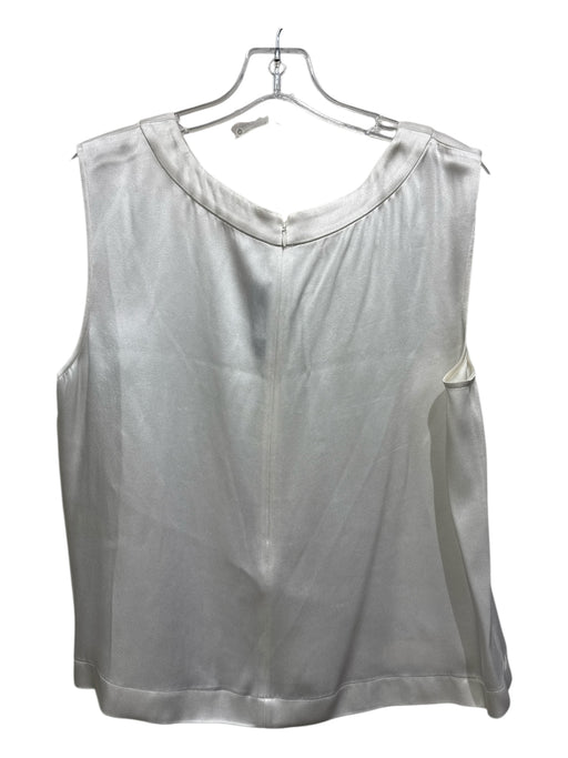 St. John Size L White Sleeveless Pleated Scoop Neck Top White / L