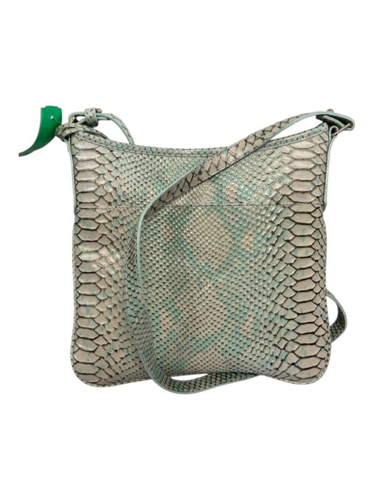 Brahmin Green, Cream, Multi Embossed Leather Iridescent Gold Hardware Bag Green, Cream, Multi / S