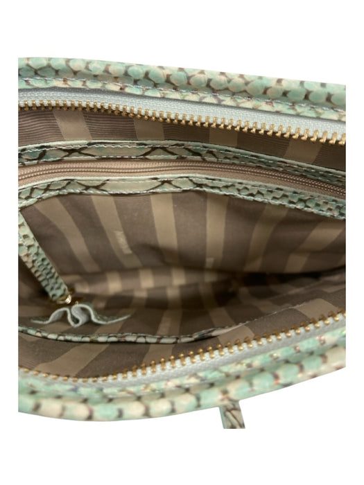 Brahmin Green, Cream, Multi Embossed Leather Iridescent Gold Hardware Bag Green, Cream, Multi / S