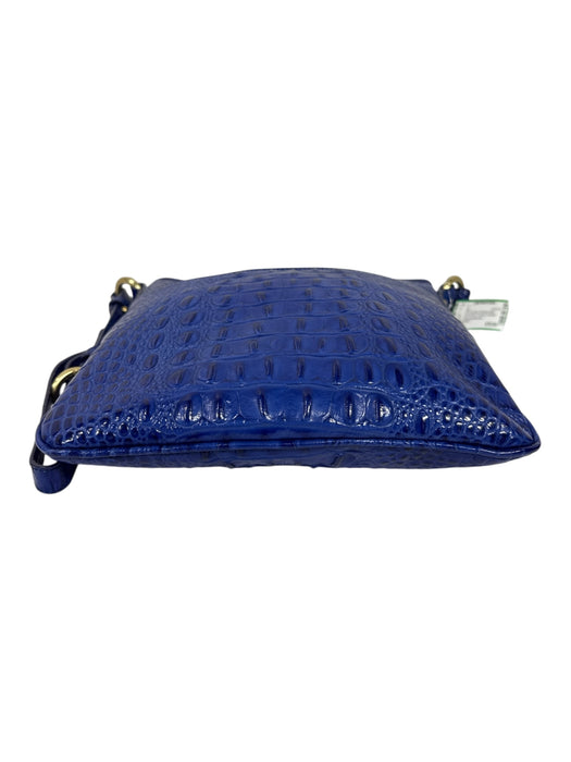 Brahmin Dark Blue Embossed Leather Gold Hardware Crossbody Bag Dark Blue / S