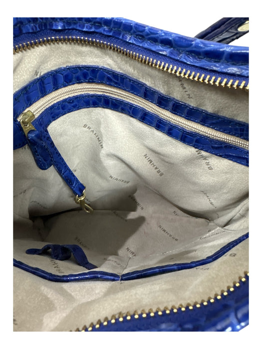 Brahmin Dark Blue Embossed Leather Gold Hardware Crossbody Bag Dark Blue / S