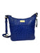 Brahmin Dark Blue Embossed Leather Gold Hardware Crossbody Bag Dark Blue / S