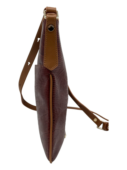 Brahmin Brown Embossed Leather Croc Gold Hardware Crossbody Bag Brown / S