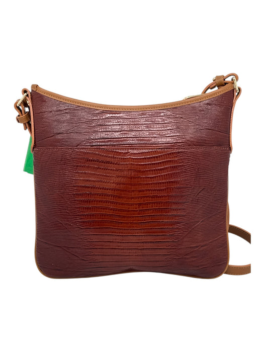 Brahmin Brown Embossed Leather Croc Gold Hardware Crossbody Bag Brown / S