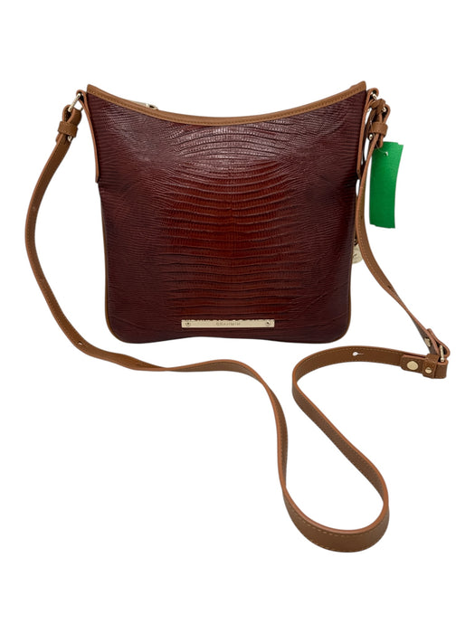 Brahmin Brown Embossed Leather Croc Gold Hardware Crossbody Bag Brown / S