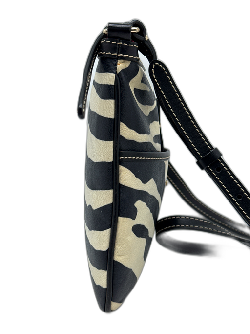 Dooney & Bourke Black & White Saffiano Leather Gold hardware Zebra Print Bag Black & White / S
