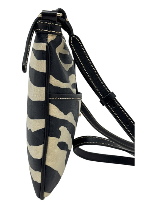 Dooney & Bourke Black & White Saffiano Leather Gold hardware Zebra Print Bag Black & White / S