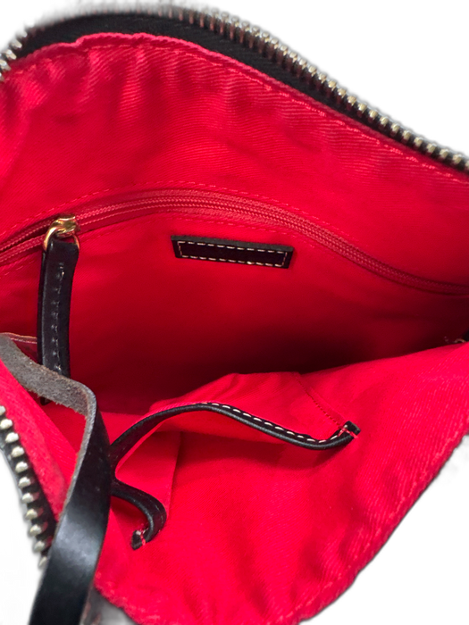 Dooney & Bourke Black & White Saffiano Leather Gold hardware Zebra Print Bag Black & White / S