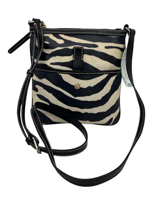 Dooney & Bourke Black & White Saffiano Leather Gold hardware Zebra Print Bag Black & White / S