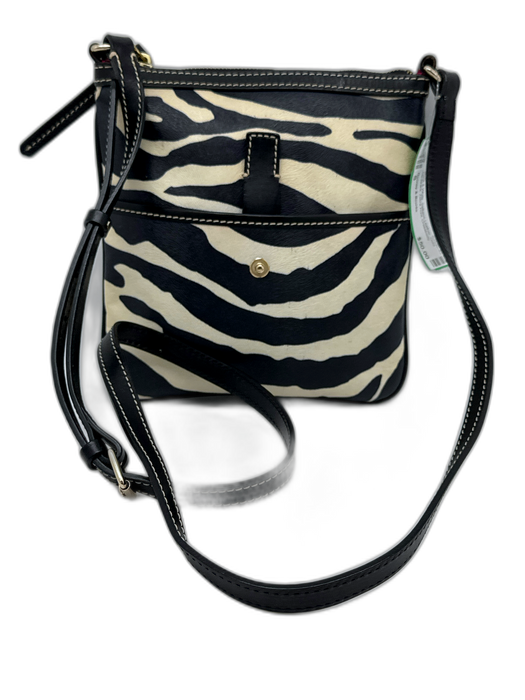 Dooney & Bourke Black & White Saffiano Leather Gold hardware Zebra Print Bag Black & White / S