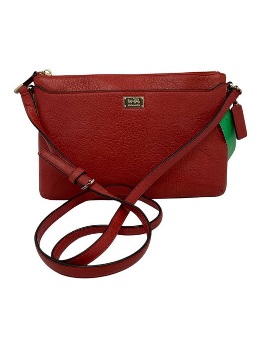 Coach Orange Pebble Leather Gold hardware Zip Top Crossbody Bag Orange / S