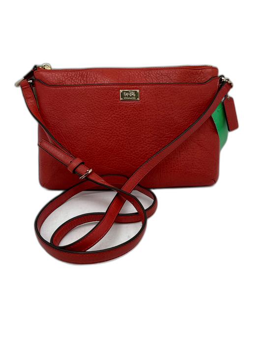 Coach Orange Pebble Leather Gold hardware Zip Top Crossbody Bag Orange / S