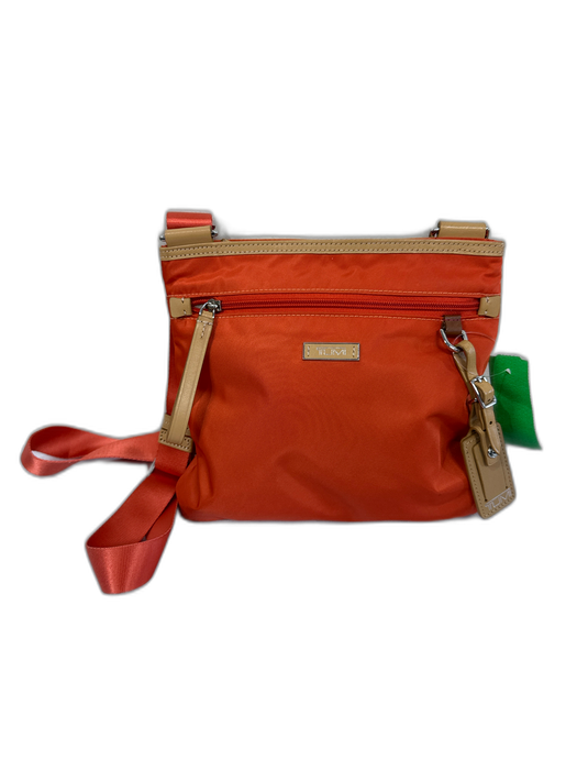 Tumi Orange & Beige Nylon Silver Hardware Mini Crossbody Bag Orange & Beige / S