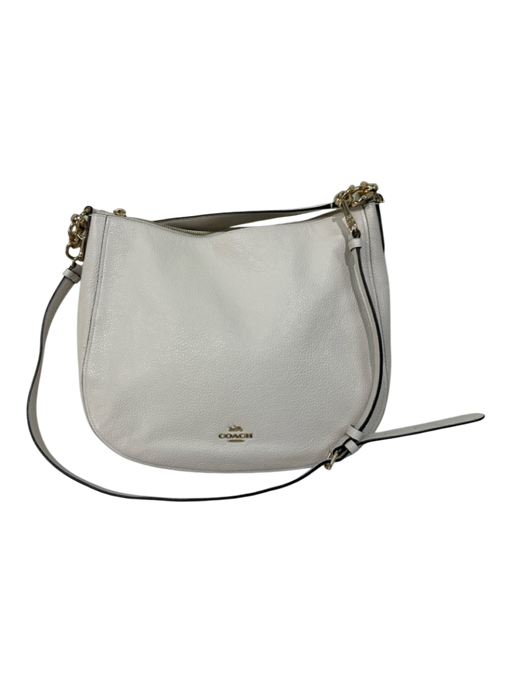 Coach Off White Leather Gold hardware Rounded Shoulder Strap Crossbody Bag Off White / Medium