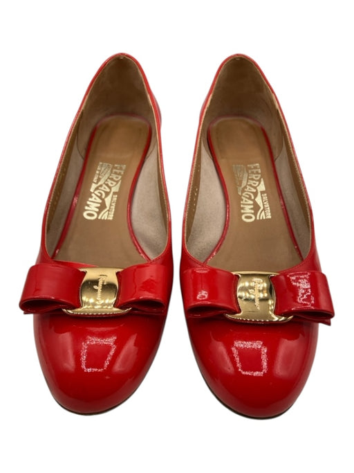 Salvatore Ferragamo Shoe Size 7.5 Cherry Red Patent Leather Bow Pumps Cherry Red / 7.5