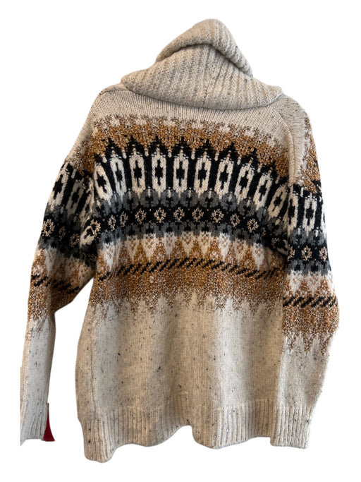 Anthropologie Size XS Cream, Brown, Black Acrylic Blend Chevron Knit Sweater Cream, Brown, Black / XS