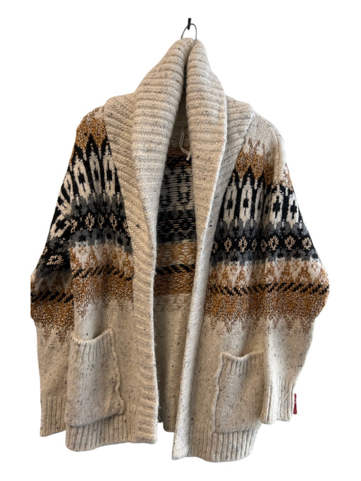 Anthropologie Size XS Cream, Brown, Black Acrylic Blend Chevron Knit Sweater Cream, Brown, Black / XS