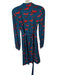 Conversations by Anthropologie Size 0 Blue & Red Viscose Long Sleeve Dog Dress Blue & Red / 0