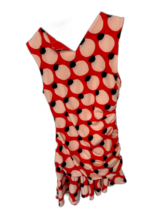 Hutch Size S Red & Black Polyester Abstract Ruffle Scoop neck Dress Red & Black / S