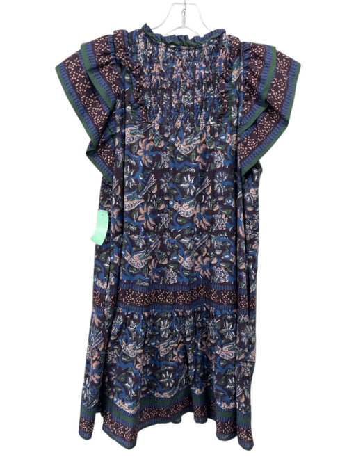 Sea New York Size M Purple, Blue, Multi Cotton Micro Pleats Ruffles Dress Purple, Blue, Multi / M