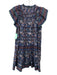 Sea New York Size M Purple, Blue, Multi Cotton Micro Pleats Ruffles Dress Purple, Blue, Multi / M